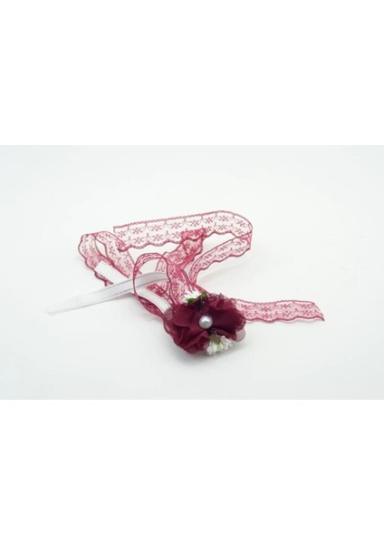 Lazer Kesim Güllü Dantelli Nedime Bilekliği 10LU Bordo NOCOLOR-5DF4BFB5