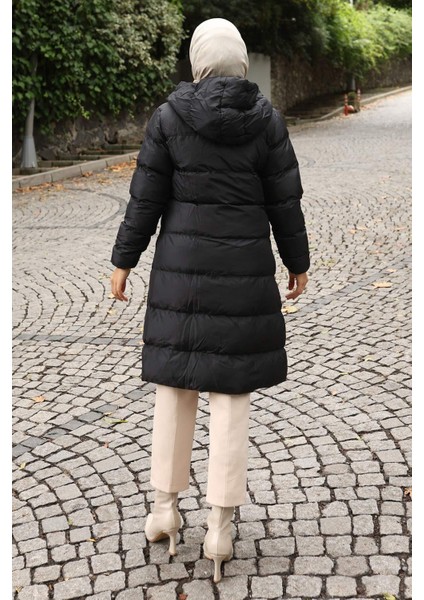 Kapşonlu Şişme Mont Siyah 10361