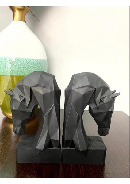 Ikili Kübik At Figürü Siyah Renkli Kitap Tutucu modelleri