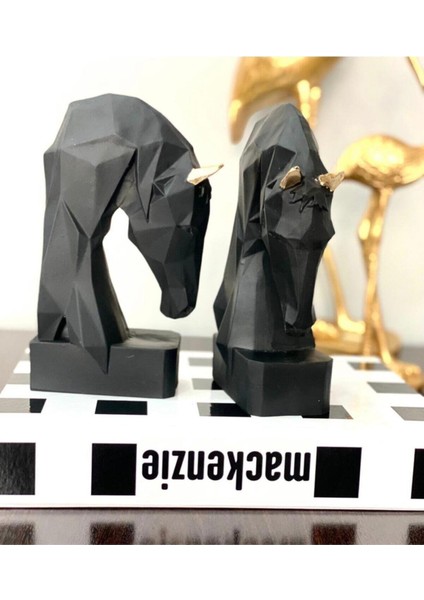 Ikili Kübik At Figürü Siyah Renkli Kitap Tutucu fırsatları