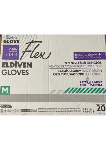 Flex Eldiven M Beden (Yeni Nesil Hibrit Teknoloji-Latex Içermez) 1 KOLİ=20KUTU