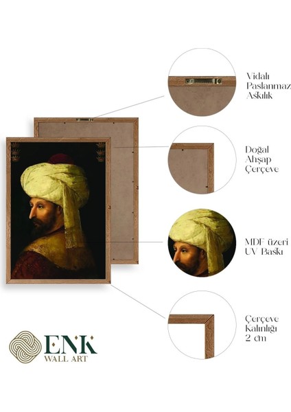 Fatih Sultan Mehmet Ahşap Çerçeveli Tablo fırsatları