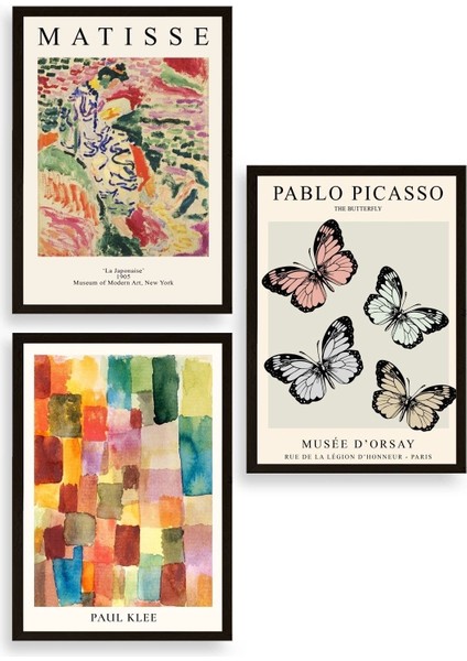 Matisse Üçlü Ahşap Çerçeveli Tablo