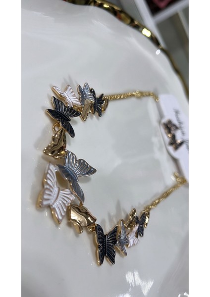 Kelebek Motifli Kolye ve Küpe Takımı fiyatları