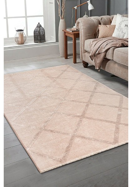 Rodney mt Çift Taraflı Yıkanabilir Premium Kalite Kilim Pamuk Dokuma Kaymaz Taban Bej