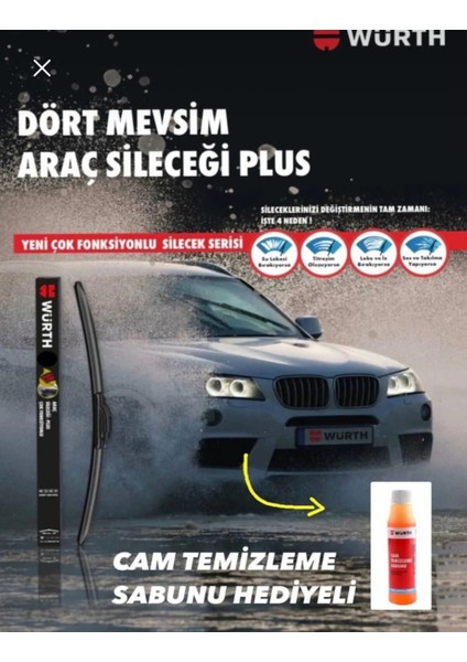 Dört Mevsim Araç Sileceği Plus 325 mm 13” 9 Farklı Aparat Cam Sabunu Hediyeli