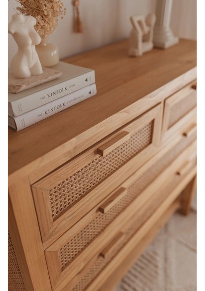 Dublin Bambu Hazeran Detaylı Masif Ahşap Şifonyer fırsatları