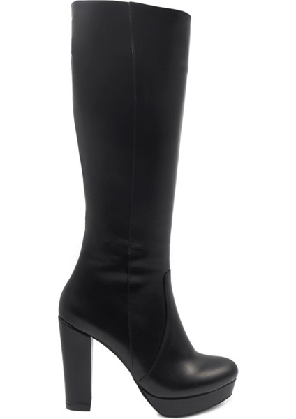 Siyah Klasik Deri Kadın Çizme modelleri