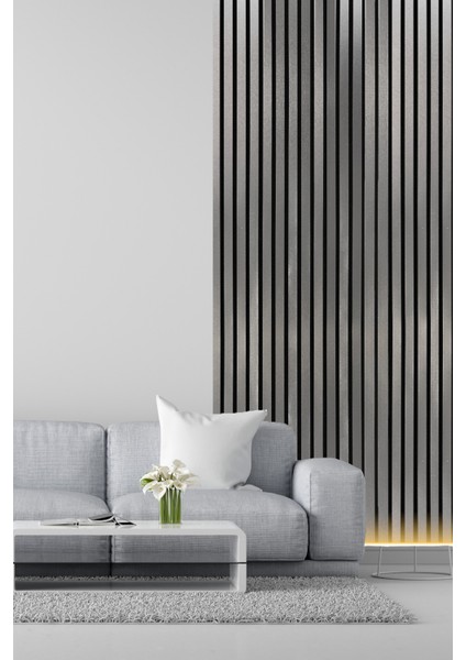 Mdf Ahşap Akustik Duvar Paneli 60X275 cm - Silver (Pvc) fiyatları