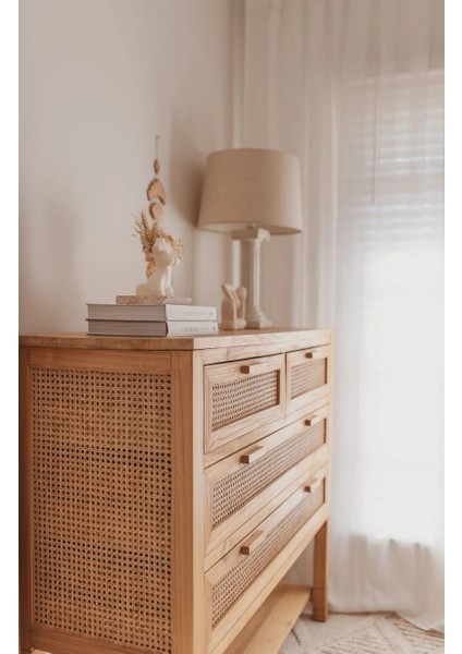 Dublin Bambu Hazeran Detaylı Masif Ahşap Şifonyer indirimleri