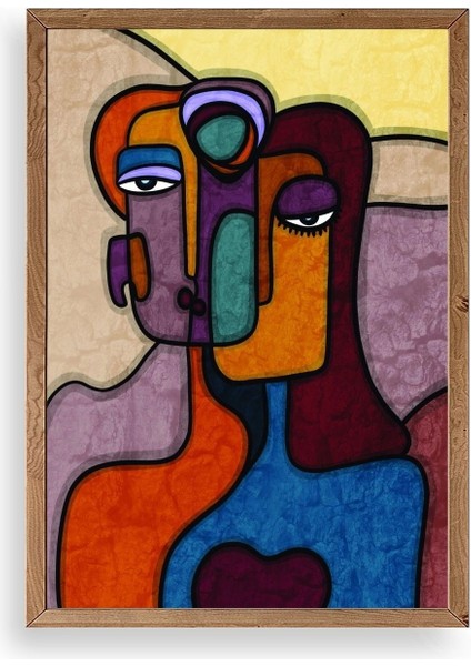 Soyut Kadın Ahşap Çerçeveli Tablo