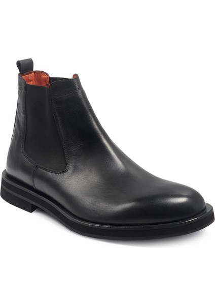 Siyah Hakiki Deri Klasik Erkek Bot
