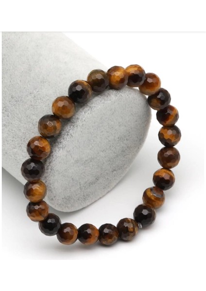 Kaplan Gözü Doğal Taş Bileklik 8 mm Fasetli Küre Kesim fiyatları