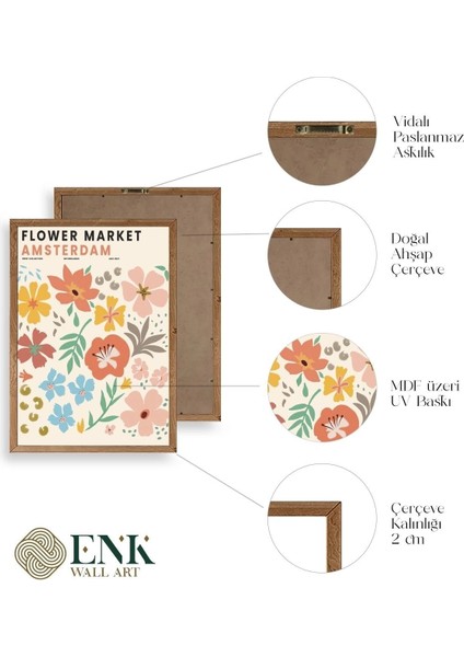 Çiçek Pazarı Ahşap Çerçeveli Tablo fırsatları