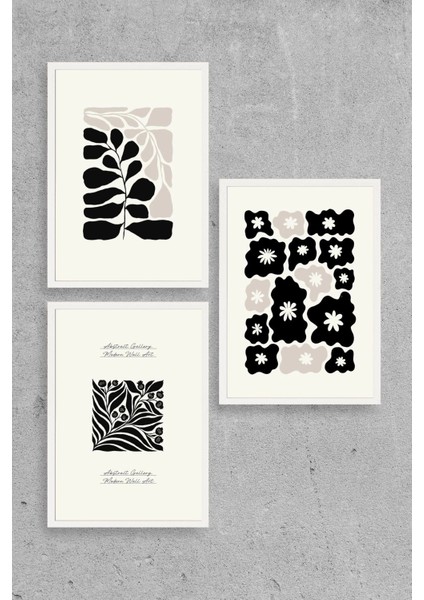 Modern Üçlü Ahşap Çerçeveli Tablo