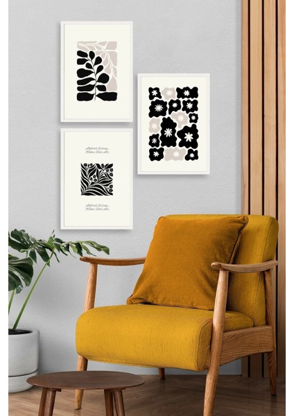 Modern Üçlü Ahşap Çerçeveli Tablo modelleri