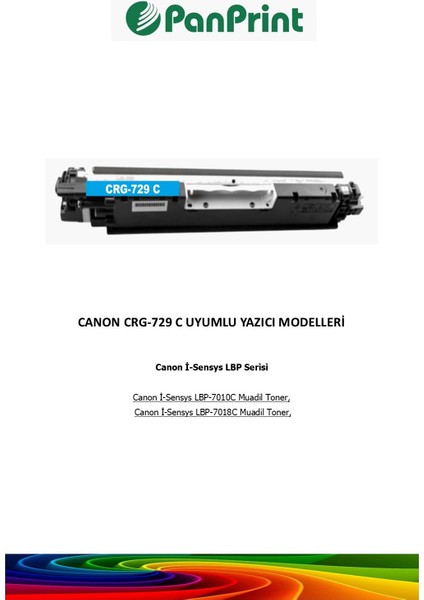 Canon I-Sensys LBP-7010C Mavi Muadil Toner (CRG-729 C) fiyatları
