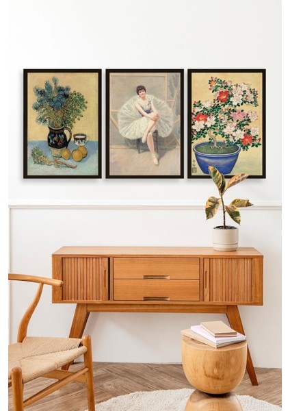 Ünlü Tablolar Üçlü Ahşap Çerçeveli Tablo modelleri