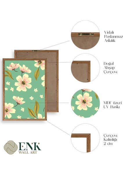 Çiçekler Ahşap Çerçeveli Tablo fırsatları