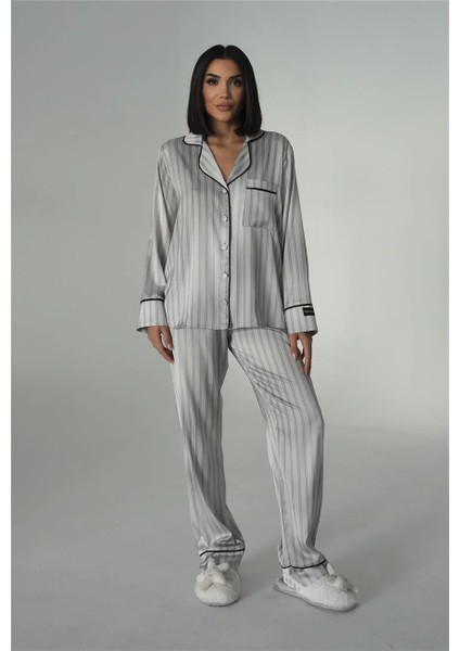 Saten Gri Kadın Pijama Takımı indirimleri