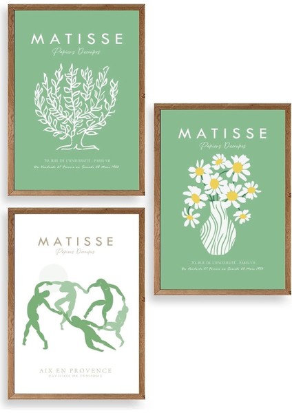 Matisse Üçlü Ahşap Çerçeveli Tablo