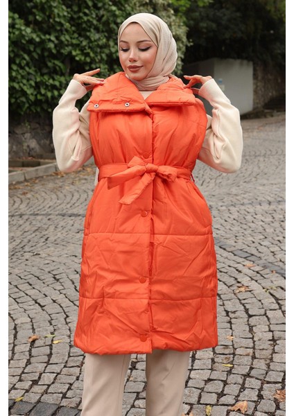 Geniş Yaka Şişme Yelek Turuncu 6093