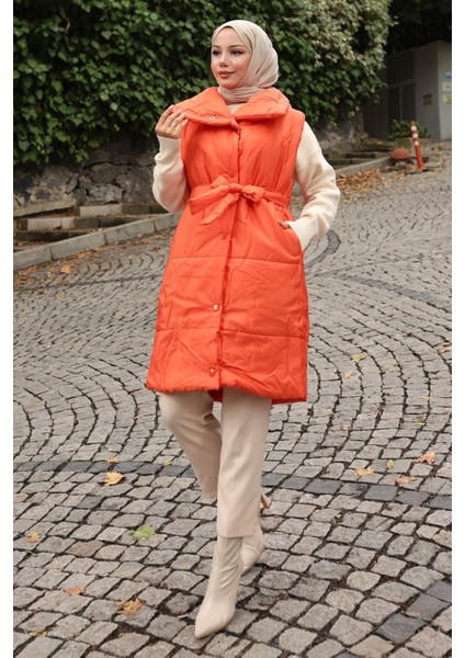 Geniş Yaka Şişme Yelek Turuncu 6093