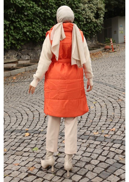 Geniş Yaka Şişme Yelek Turuncu 6093