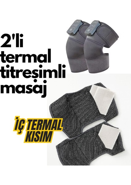 2 Adet Kablosuz Titreşimli Termal Diz Masaj 4 Isıtma Pedi + 2 Uzatma Aparatı Omuz, Diz, Dirsek Için fiyatları