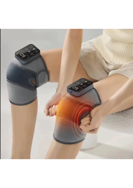 2 Adet Kablosuz Titreşimli Termal Diz Masaj 4 Isıtma Pedi + 2 Uzatma Aparatı Omuz, Diz, Dirsek Için modelleri