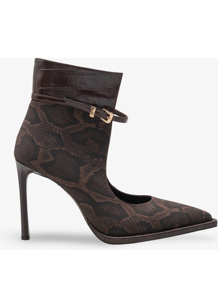 Eronza Kadın Topuklu Bot Kahve Yılan