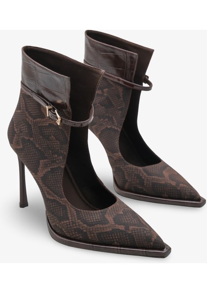 Eronza Kadın Topuklu Bot Kahve Yılan fiyatları
