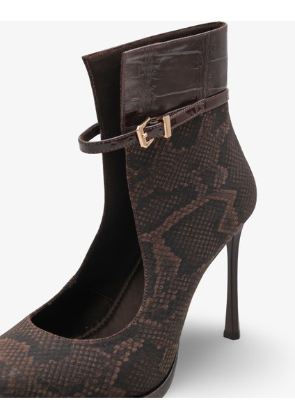 Eronza Kadın Topuklu Bot Kahve Yılan modelleri