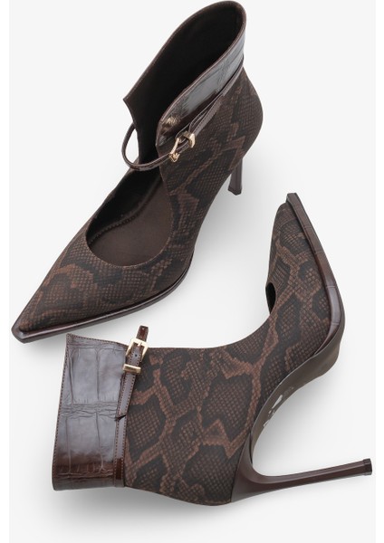 Eronza Kadın Topuklu Bot Kahve Yılan fırsatları
