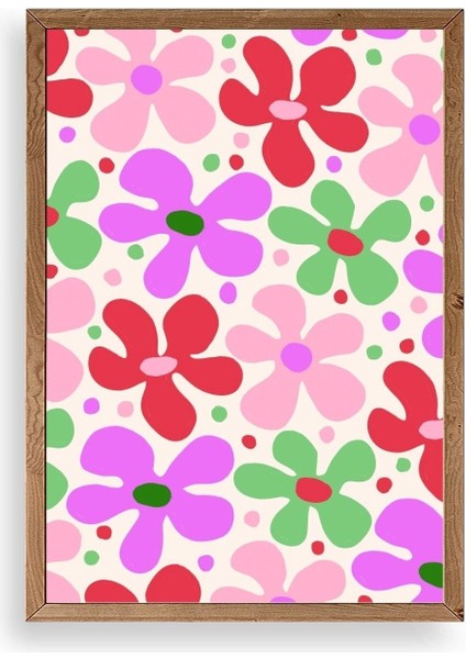 Çiçekler Ahşap Çerçeveli Tablo