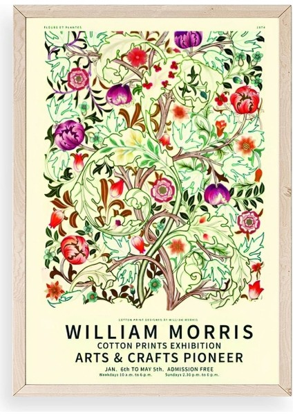 Çiçekler Ahşap Çerçeveli Tablo