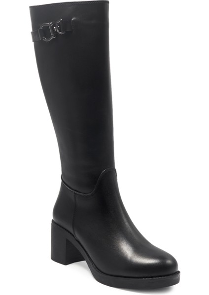 Siyah Klasik Deri Kadın Çizme