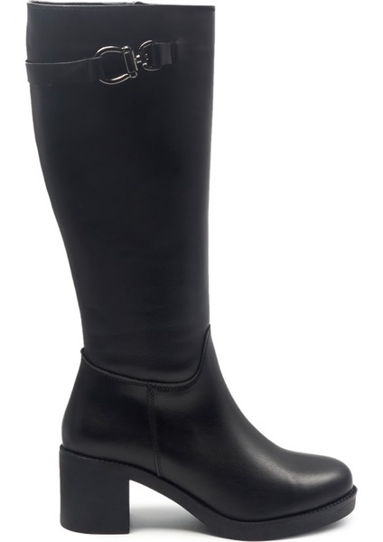 Siyah Klasik Deri Kadın Çizme modelleri