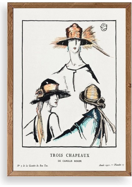 Paris Şapkaları Ahşap Çerçeveli Tablo