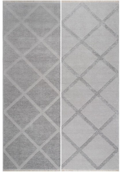 Rodney mt Çift Taraflı Yıkanabilir Premium Kalite Kilim Pamuk Dokuma Kaymaz Taban Açık Gümüş fiyatları