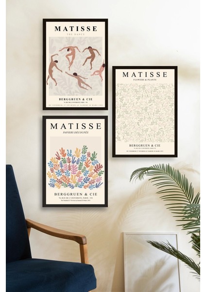 Matisse Üçlü Ahşap Çerçeveli Tablo fiyatları