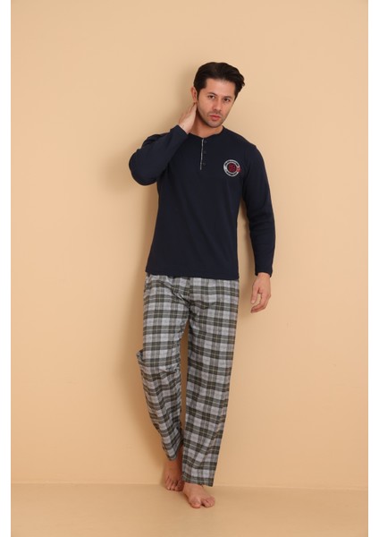 Flk 7014 Interlok Kışlık Ekose Pijamalı Erkek Pijama Takımı indirimleri
