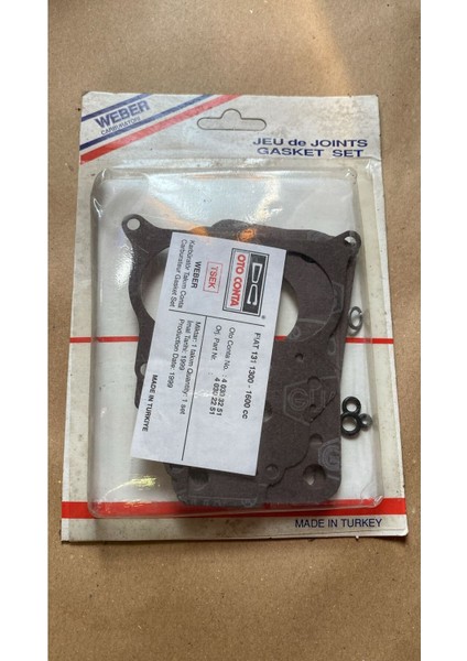 Tofaş Fiat 131 Doğan Kartal Şahin 1300 1600 Karbüratör Takım Conta Weber