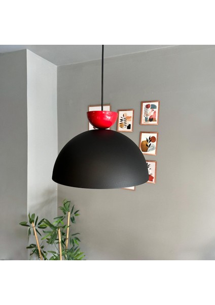 Yimpi Siyah Avize Kırmızı Şapka Tekli Sarkıt Salon Kuaför Cafe Dekoratif Aydınlatma Pastane fiyatları