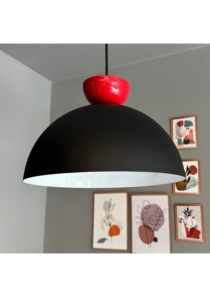 Yimpi Siyah Avize Kırmızı Şapka Tekli Sarkıt Salon Kuaför Cafe Dekoratif Aydınlatma Pastane modelleri