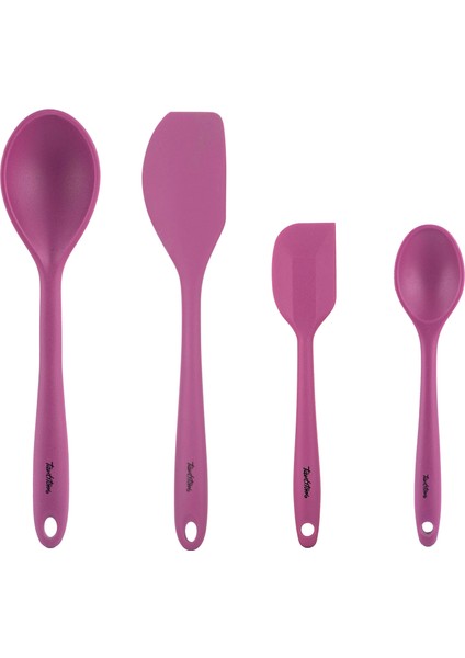 024-06-VİŞNE Renkli Silikon 4lü Kaşık ve Spatula Seti