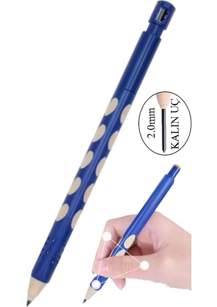 Kalın Uçlu Versatil Kalem 2.0 mm 1 Adet Kalın Uçlu Başlangıç Kalem 2,0mm Sınav Kalemi 2.0 Mekanik Uçlu Kurşun Kalem