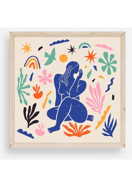 Kadın Ahşap Çerçeveli Tablo