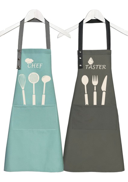 Kumaş Mutfak Önlüğü Seti 2'li Leke Tutmaz Su Itici %65 Pamuk %35 Polyester Chef Taster Önlük fiyatları