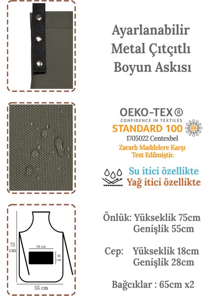 Kumaş Mutfak Önlüğü Seti 2'li Leke Tutmaz Su Itici %65 Pamuk %35 Polyester Chef Taster Önlük modelleri